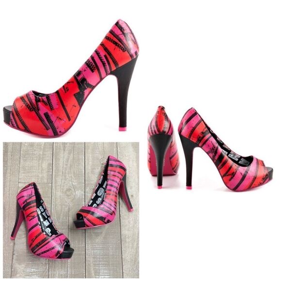 Abbey Dawn Zip It Peep Toe Platform Heel - Picture 1 of 6